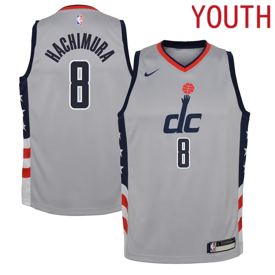 Youth Washington Wizards 8 Rui Hachimura Nike Gray City Edition Swingman NBA Jersey